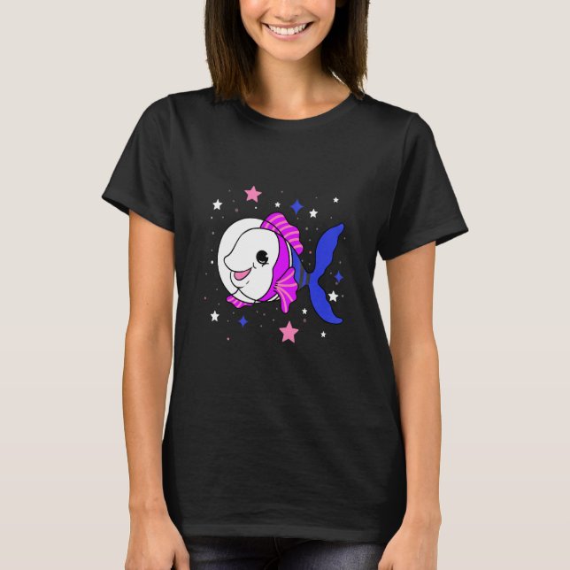 Genderfluid Fish in Space Genderfluid Pride T Shirt (Framsida)