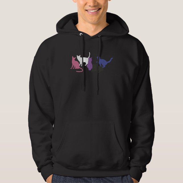 Genderfluid Flag LGBTQ Cats Pride Cat  1 Hoodie (Framsida)