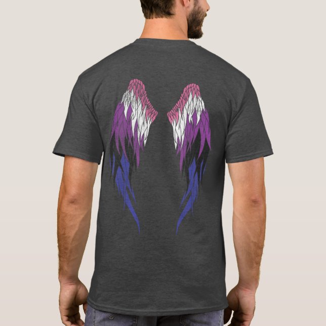 Genderfluid Flagga - Angel Vingar T Shirt (Baksida)