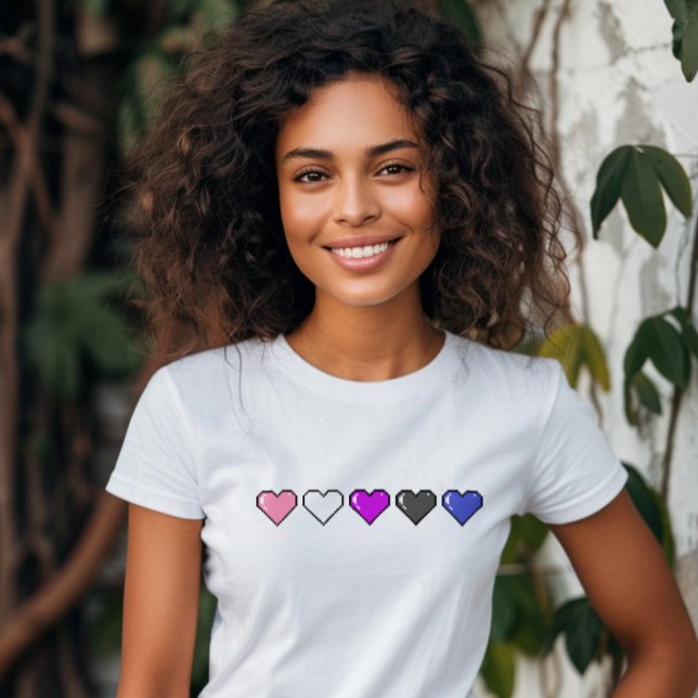 Genderfluid Flagga Pixel Heart T Shirt (Skapare uppladdad)