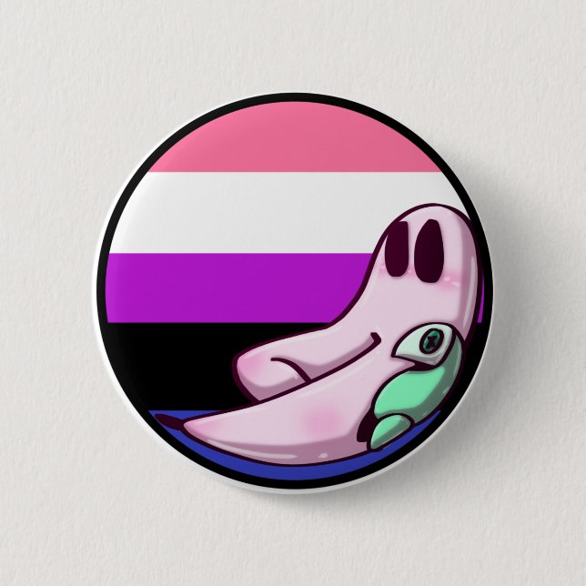 Genderfluid Freshno Night Crawler Pride Pin Knapp (Framsida)