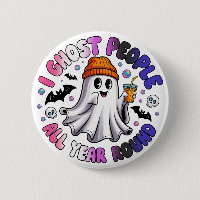 Genderfluid Funny Halloween - I Ghost People Knapp (Framsida)