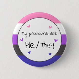 Genderfluid Han/de Pronoun Pin Knapp