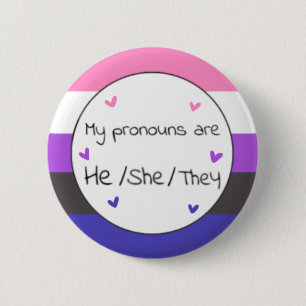 Genderfluid Han/hon/De Pronoun Pin Knapp