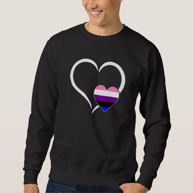 Genderfluid Heart Lgbt Q Coola Pride Färg all Lång Ärmad Tröja (Framsida)