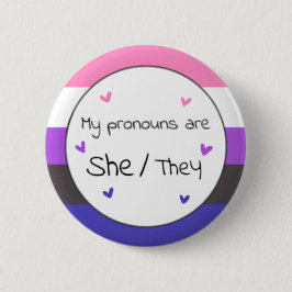 Genderfluid Hon/de Pronoun Pin Knapp