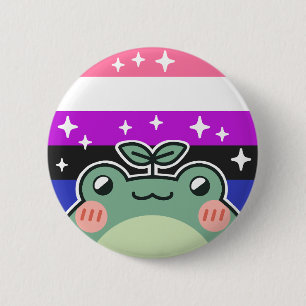Genderfluid LGBT Pride Flagga Frog Knapp