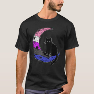 Genderfluid Måne Cat Pride Flagga Lgbt Subtle Gay T Shirt