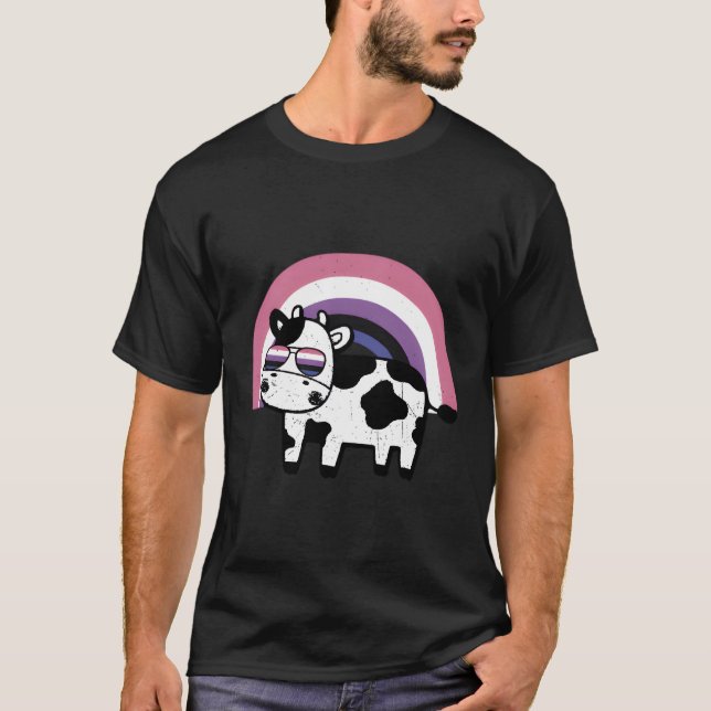Genderfluid Pride Cow T Shirt (Framsida)