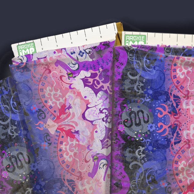 Genderfluid Pride Flagga Färg Dragon Damask Tyg (close-up with ruler)