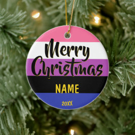Genderfluid Pride Flagga Personlig jul Julgransprydnad Keramik