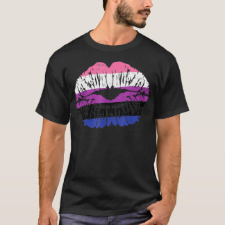 Genderfluid Pride Läppar Kiss Flagga NonBinary Enb T Shirt