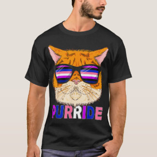 Genderfluid Purride Cat Kitten Sunglasses Gay Prid T Shirt