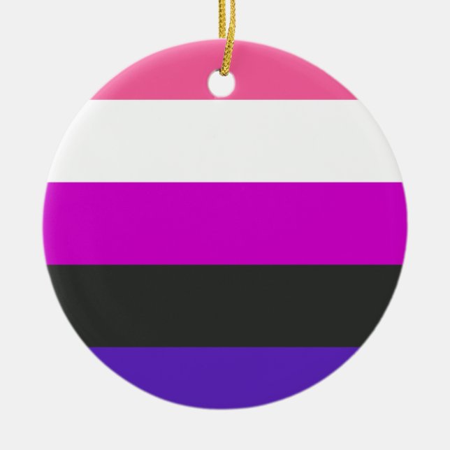 Genderfluid stolthetsflagga julgransprydnad keramik (Framsidan)