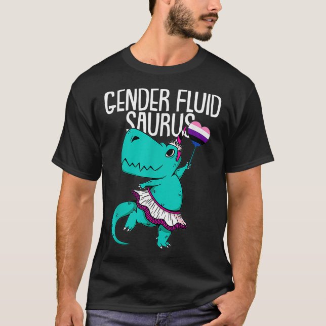 Genderfluidsaurus LGBTQ Funny TRex Unicorn Pride A T Shirt (Framsida)