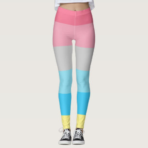 Genderflux Flagga Rosa Blue Grått Gult Stripe HBT Leggings