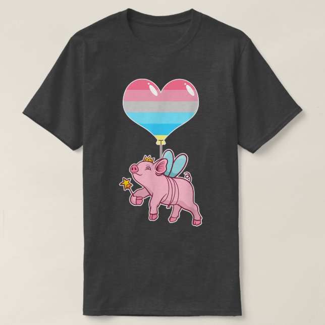 Genderflux Pig Fairy - Nonbinary Gender  T Shirt (Design framsida)