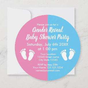 Genderna avslöjar babydusch party anpassningsbar inbjudningar