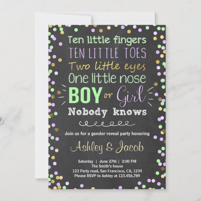 Genderna avslöjar inbjudan Babydusch Boy eller Gir (Framsida)