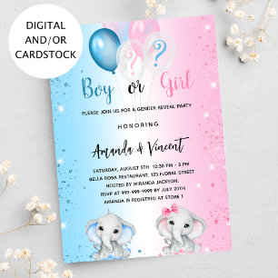 Genderna avslöjar rosa-flickans elefanter inbjudningar