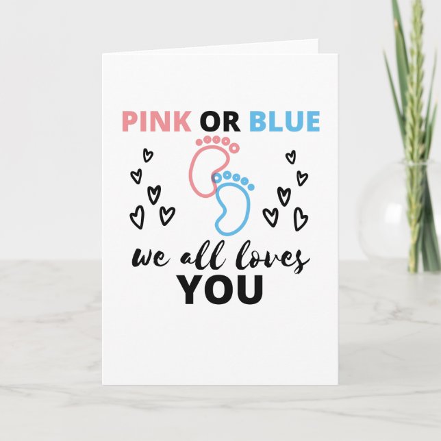 Genderna baby visar idéer om Rosa eller blått vi a Kort (Framsida)