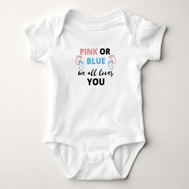 Genderna baby visar idéer om Rosa eller blått vi a T Shirt (Framsida)