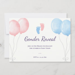 Genderna Blåballonger rosa visar Party Inbjudningar