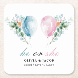 Genderna Blått Rosa Bubblar i Party Underlägg Papper Kvadrat