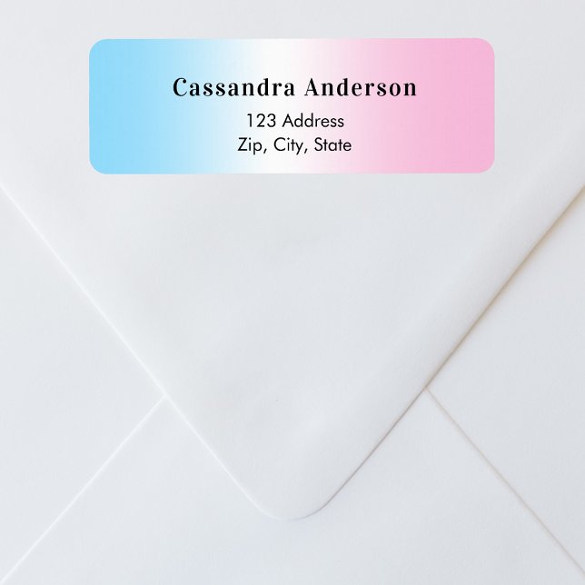 Genderna Blue rosa visar returadress för babydusch Etikett (Skapare uppladdad)