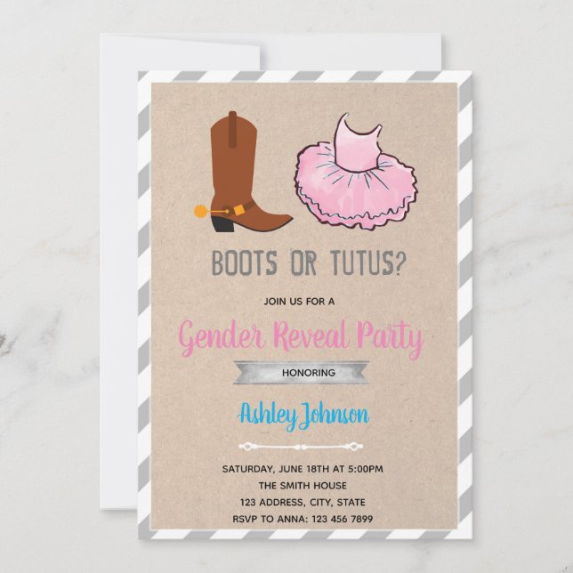 Genderna Boots eller tutus visar inbjudan (Framsida)