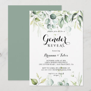 Genderna Eucalyptus Grönt Reveal Party Inbjudningar