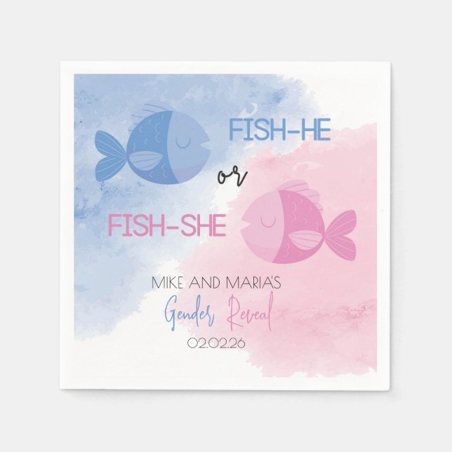 Genderna Fish-he eller Fish-she visar blöjor Pappersservett (Framsidan)
