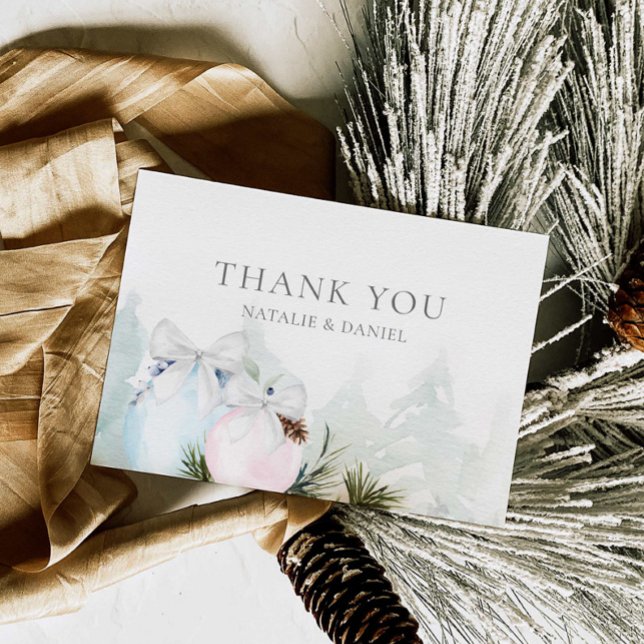 Genderna för att visa babyskor tack kort (Christmas Gender Reveal Thank you card)