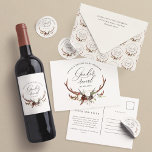 Genderna för blommigt av Rustic-stift visar babydu Runt Klistermärke<br><div class="desc">Genderna för blommigt av vattenfärgsfilter för Rustic stag-antrar visar party-designen för babydusch. Med vacker illustration av vattenfärgen och manuskript. Denna moderna utformning kommer säkert att sätta stil för ert kommande party.</div>