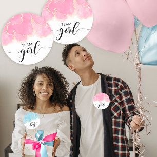 genderna för rosa-teamet visar party-runda klister runt klistermärke