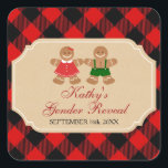 Genderna Gingerbröd Helgdag Reveal Square-etikett Fyrkantigt Klistermärke<br><div class="desc">Genderna Gingerbröd Helgdag Reveal Square-etikett</div>