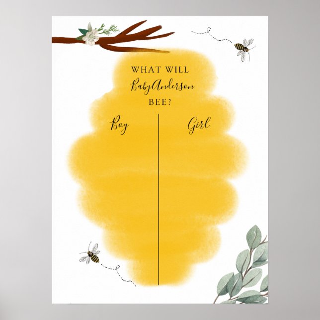 Genderna Golden Bee & Eucalyptus Reveal Votering Poster (Framsidan)