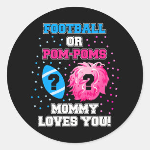 Genderna Reveal (eller Pom Poms) Reveal Mamma Kärl Runt Klistermärke