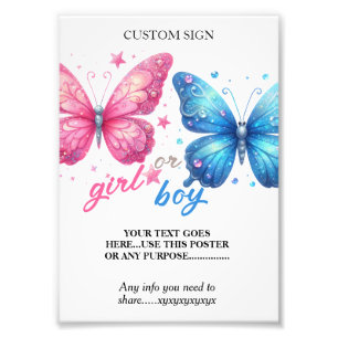 genderna Reveal Party anpassningsbar poster för fj