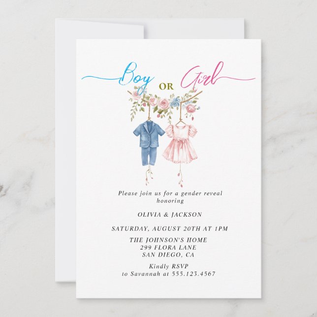 Genderna Reveal Party Inbjudningar (Framsida)