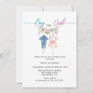 Genderna Reveal Party Inbjudningar