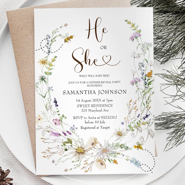 Genderna Rustic Bee Wildblomme visar inbjudan (Skapare uppladdad)