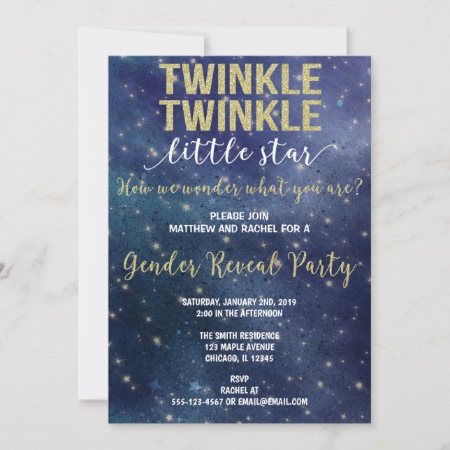 Genderna Twinkle Twinkle Little Star visar Inbjudningar (Framsida)