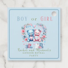 Genderna visar babyduschens Nalle blå rosa 3 - Gåvor Etiketter