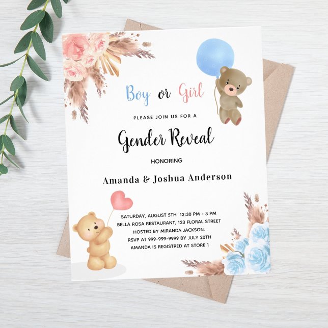 Genderna visar budget för pampas nalle par flygblad (Skapare uppladdad)