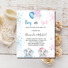 Genderna visar inbjudan till babyduschbudget