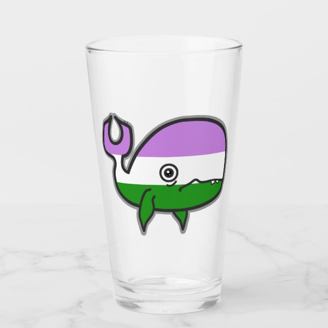 Genderqueer Angious but Proud Whale Tumbler Glaskopp (Framsida)