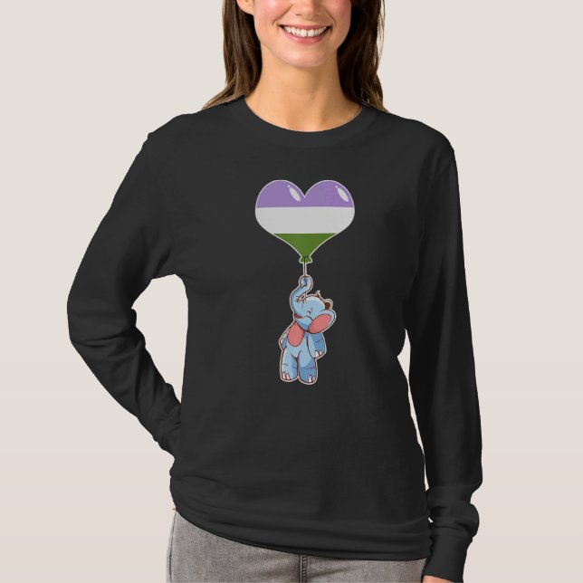 Genderqueer Elephant Nonbinary Gender T Shirt (Framsida)