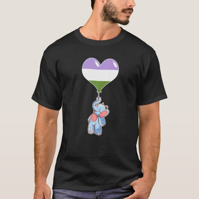 Genderqueer Elephant Nonbinary Gender T Shirt (Framsida)