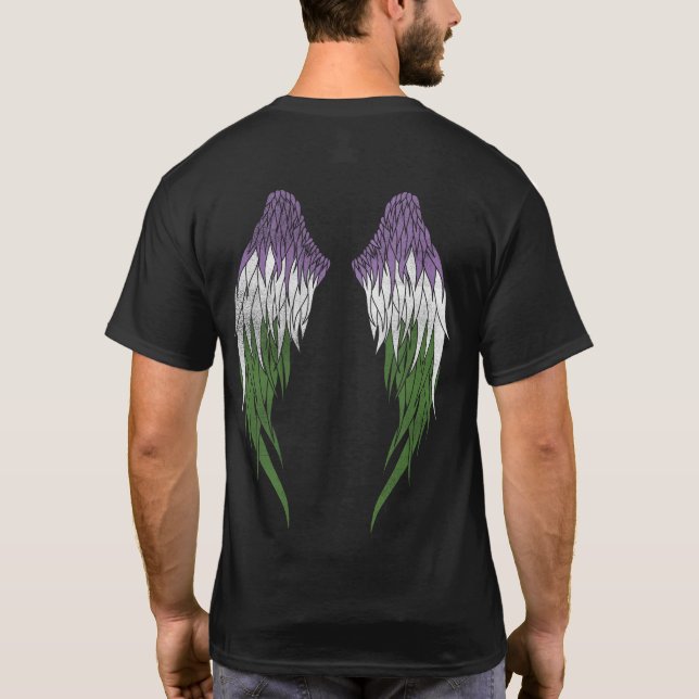 Genderqueer Flagga - Angel Vingar T Shirt (Baksida)